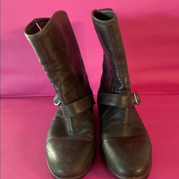 UGG Australia Frances Buckle Moto-Style Boots Women Size 7.5 Dark Brown Leather - Picture 9 of 14